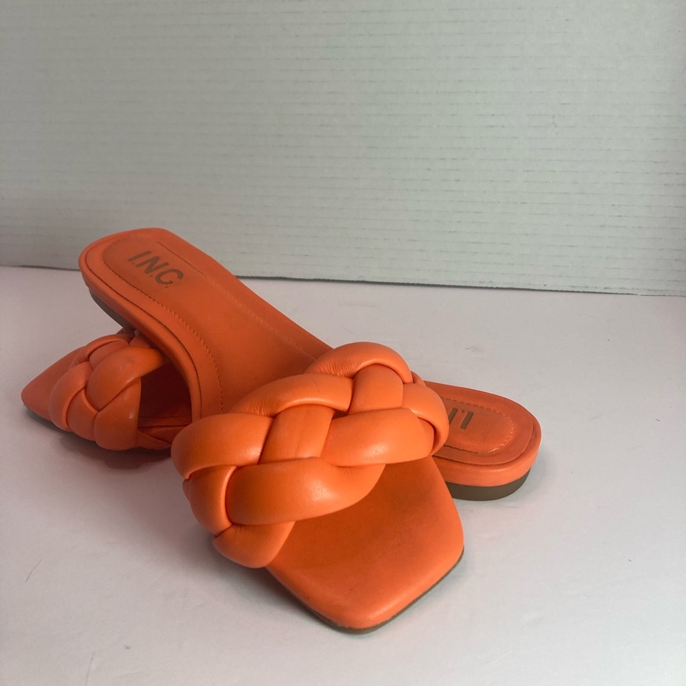 INC Orange Braided Partee Square Toe Slip On